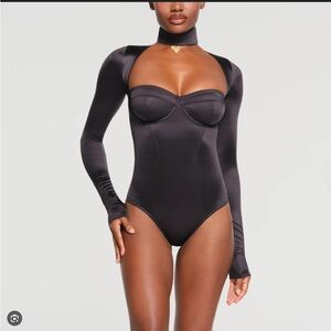 Skims stretch satin bodysuit nwt